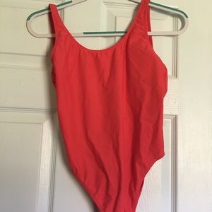 high cut red one piece bathing suit